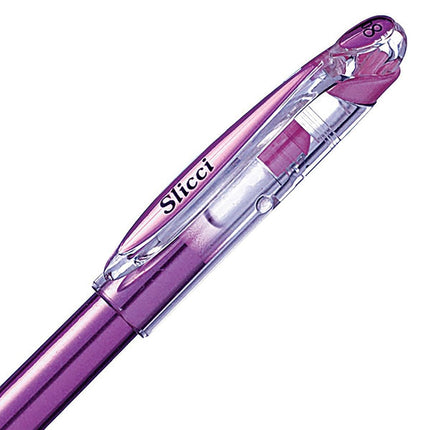 Pentel Arts Slicci Metallic 0.8 mm Needle Tip Gel Pen, Metallic Violet Ink, Box of 12 (BG208-MV)
