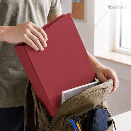 Samsill 1.5 Inch 3 Ring Binders, Made in USA, Economy Round Ring, Clear View Cover, 325 Sheet Capacity - for School, Home, Office - Red, 12 Pack