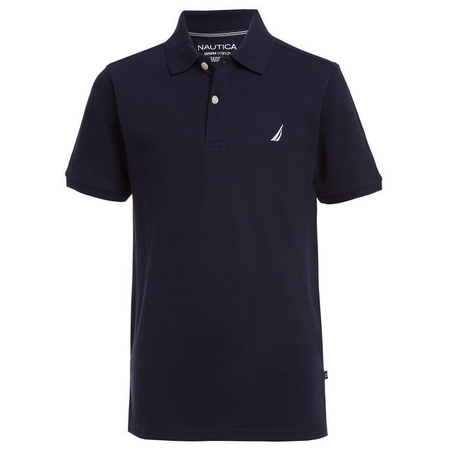 Nautica Boys' Short Sleeve Anchor Polo, Button Clo