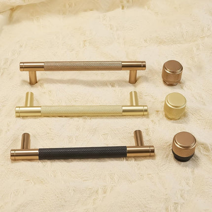 COTYKILEY 10 Pack 6-1/4 Inch(160mm) Brushed Brass Cabinet Handles Gold Knurled Kitchen Cabinet Pulls Cabinet Door Handles Kitchen Cabinet Hardware Cupboard Drawer Pulls Dresser Handles