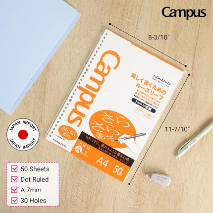 Kokuyo S & T Loose-Leaf A4 Smooth 7mm dot Ruled 50 Sheets X5