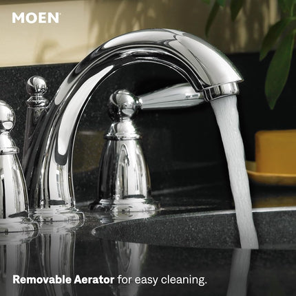 Moen Brantford Chrome Two-Handle High Arc Widespread Bathroom Sink Faucet for 3-Hole Setups with Valve Included, TV6620