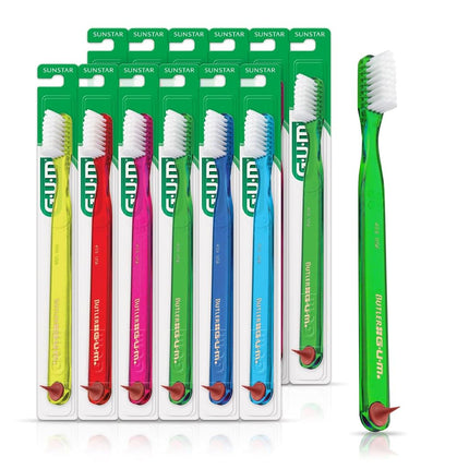 GUM 409 Classic Toothbrush with Rubber Tip, Compac