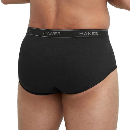 Hanes Men's Moisture-Wicking Cotton Briefs, Available in White and Black, Multi-Packs Available, Black - 9 Pack, XL
