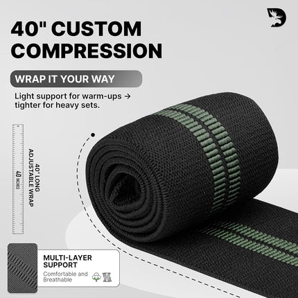 DMoose Fitness Elbow Wraps for Weightlifting (Pair) 40" Adjustable Brace for Joint Support, Pain Relief & Tendonitis-Elbow Straps for Weight Lifting, Bench Press & Gym Workouts, Band for Men & Women