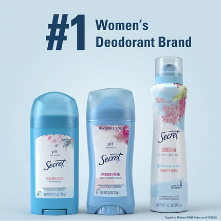 Secret Original Powder Fresh Scent Women's Invisible Solid pH Balanced Antiperspirant & Deodorant, 2.6 Ounce