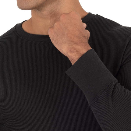 Fruit of The Loom Camiseta térmica de punto gofre reciclado para hombre (1 y 2 unidades), Negro/Natural, 5XL