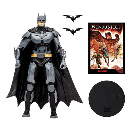 Figurine Batman McFarlane Toys 17,8 cm - Figurines DC Multiverse - Intérieur de la bande dessinée - 22 points d'articulation - Carte d'art à collectionner incluse - Gris, noir, jaune