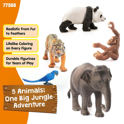 Schleich Wild Life - 5Pc Wild Animal Toy Set - Jungle Safari Bundle | 77588