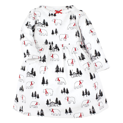 Hudson Baby Baby Girls' Cotton Dresses, Winter Bear, 6-9 Months