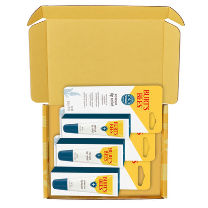 Burt's Bees Rescue Lip Relief with Shea Butter and Echinacea, 100% Natural Origin, 3 x 9.9 g, Moisturising, for All Skin Types
