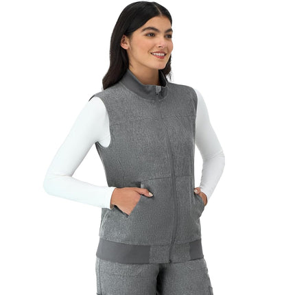 Hanes Women's Comfort Fit Scrubs Healthcare Vest, Moisture-Wicking Stretch Scrubs Vest for Women, Ebony Heather, 3X-Large