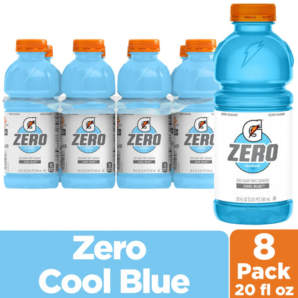 G Zero Thirst Quencher, Azul Refrescante, Botellas de 591 ml (Paquete de 8)