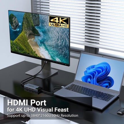 Hub C USB, OBERSTER 5 in 1 USB C Hub with 4K HDMI Output, 3 USB 3.2 with Transfer speeds up to 10Gbps, 100W PD, Adapter USB C for Mac Pro/Air Dell and Other Type C Device