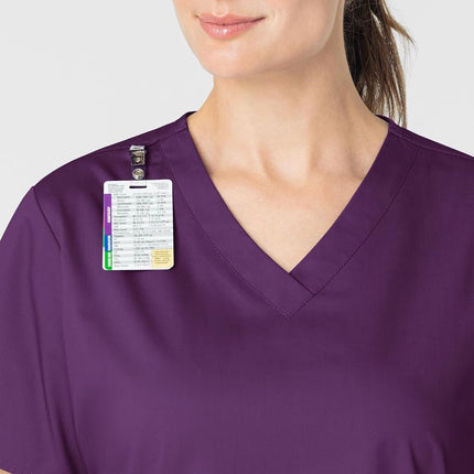 WonderWink Women's V-Neck Top, Eggplant, X-Small