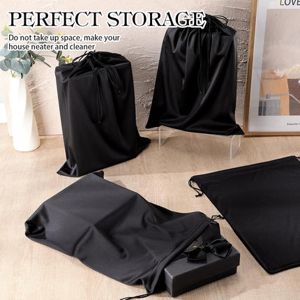 Weewooday 12 Pcs Adult Toy Bags Drawstring Microfiber Pouch Adult Game Toy Gift Bags Cosmetic Storage Organizer Multipurpose Foldable Ditty Pouch for Women Men(Black,15.75 x 11.81 Inch)