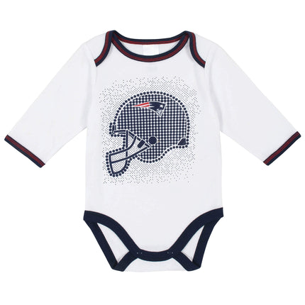 NFL 3 Pack BODYSUIT FOOTED PANT AND CAP, Blue boyNew England Patriots, 0-3M