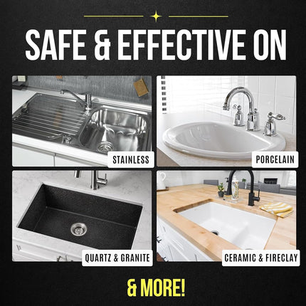 HOPE'S Perfect Sink Cleaner and Polish, Restorative, Removes Stains, Cast Iron, Corian, Composite, Acrylic, 8.5 Fl Oz