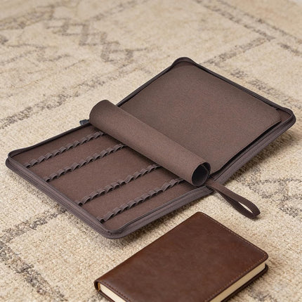 Lanxivi 48 Fountain Pen Case Coffee Organizer Bag, Waterproof Canvas Pen Display Holder with YKK Zipper