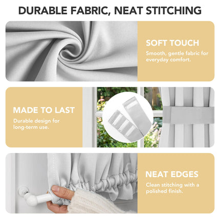 Deconovo Blackout Door Curtain for Glass Doors & Sidelights, Thermal Insulated Privacy Panel with Dual Rod Pockets & Adjustable Tieback, Machine?Washable Curtain (12W x 72L, Greyish White, 1 Panel)
