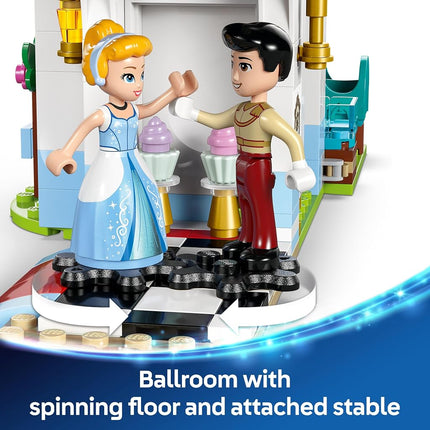 LEGO ǀ Disney Princess Cinderella’s Castle & Horse Carriage Toy - incl. Cinderella & Prince Charming Mini Dolls, plus Lucifer, Gus and a Horse Animal Figure - Gift for 6+ Year Old Girls - 43275
