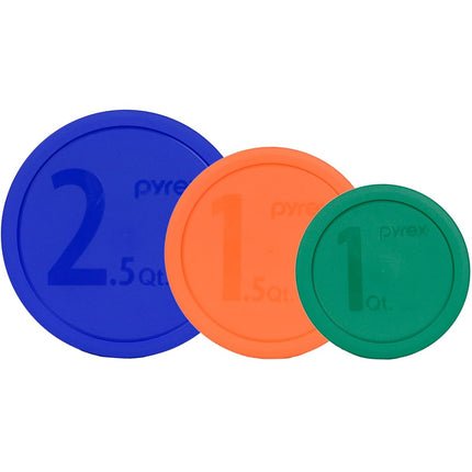 Pyrex 322-PC Green, 323-PC Orange, 325-PC Blue Lid