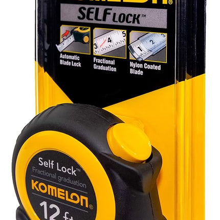 Komelon SL2912; 12' x 5/8" Self-Lock Speed Mark Tape Measure, Yellow