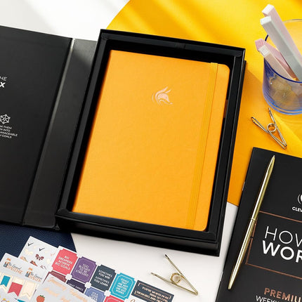 Clever Fox Planner Premium Edition – Undated Luxurious Weekly & Monthly Planner to Increase Productivity and Hit Your Goals – Organizer – Start Anytime, A5, Lasts 1 Year, Amber Yellow (Weekly)