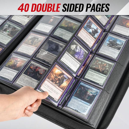 16-Pocket Zipper Binder for 1280 Trading Cards with 40 Side-Loading Pages