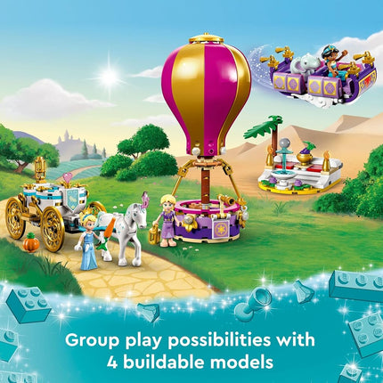 LEGO Disney Princess Enchanted Journey 43216, 3in1 Playset with Cinderella, Jasmine, Rapunzel Mini Dolls with Toy Horse & Carriage, Flying Carpet, Hot Air Balloon, Gift for Girls and Boys Ages 6+