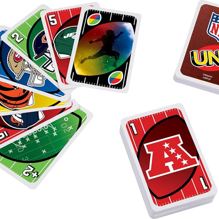 Mattel Games UNO NFL Card Game in Storage Tin Box for Kids, Adults, Parties & Travel with NFL Team Logos & Special Rule (Amazon Exclusive)