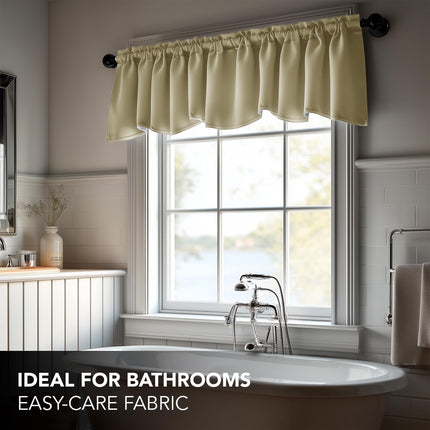 Deconovo Solid Color Rod Pocket Curtains Blackout Curtains Blackout Valance Scalloped Valance for Living Room 42x18 Inch Dark Red 1 Panel