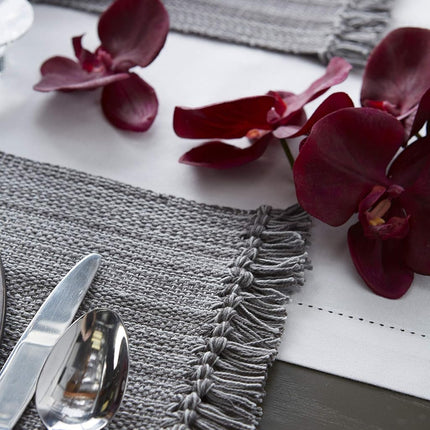 DII Tonal Fringe Placemat, Set of 6, Variegated Gray - Perfect for Fall, Thanksgiving, Dinner Parties, Weddings and Everyday Use