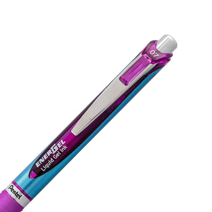 Pentel Gel Ink Pen, EnerGel RTX Retractable Gel Pen, 0.7mm, Needle Tip, Violet Ink, 2 Pack (BLN77BP2V)