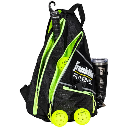 Franklin Sports Elite Performance Pickleball Sling Bag, Black/Optic Yellow
