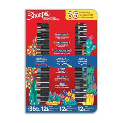 Sharpie Creative Markers Variety Pack, Water-Based Acrylic Paint Markers, Assorted Tips and Colours, 36 Count