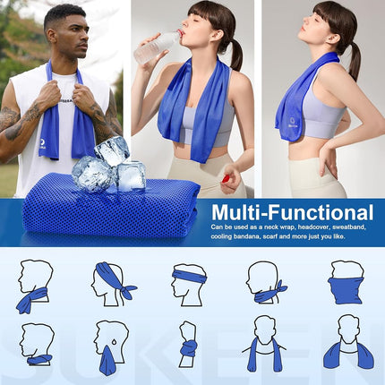 Sukeen Cooling Towels 6 Pack (40"x12") for Neck and Face, Quick Dry Sport Camping Cold Towel for Hot Weather