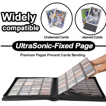 Premium Card Binder 16 Pocket - Fits 1600 Cards，4X4 Ringless Card Album with Sleeves for Trading Cards & Sports Cards（Model C，Classic Purple）