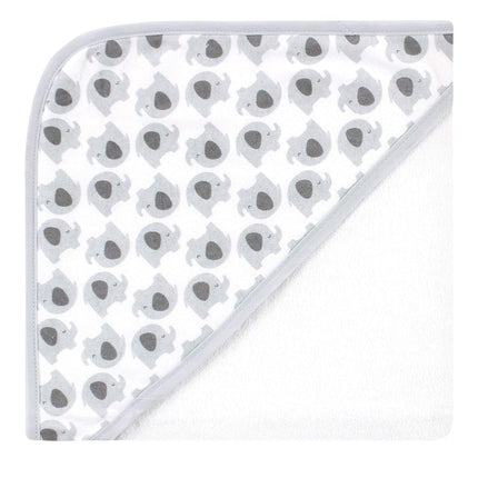 Hudson Baby Unisex Baby Cotton Rich Hooded Towels, White Dots Gray Elephant, One Size