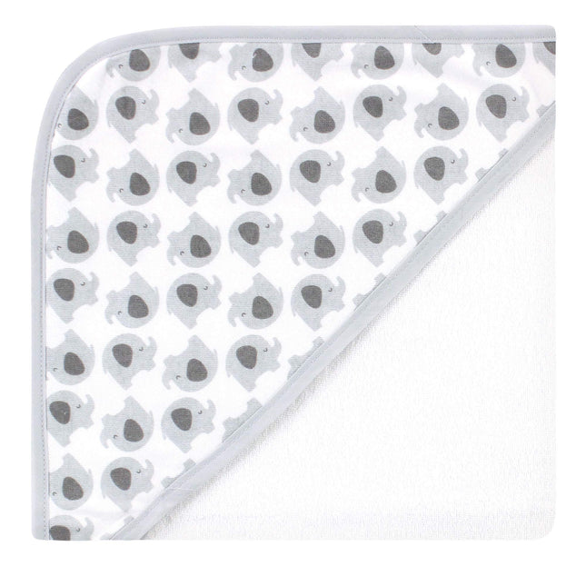 Hudson Baby Unisex Baby Cotton Rich Hooded Towels, White Dots Gray Elephant, One Size