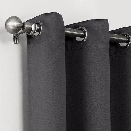 Sun Zero Nordic 2-Pack Theater Grade Noise Reducing Extreme 100% Blackout Grommet Curtain Panel Pair, 52" x 96", Coal