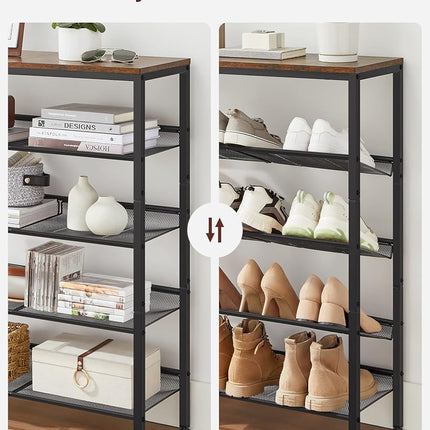 VASAGLE Shoe Rack, 5 Tier Shoe Storage Shelves, Shoe Racks Industrial