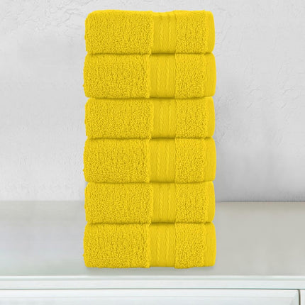 Elegant Comfort Premium Turkish Cotton 6 Pack Washcloths Set - 13 x 13 inch, Luxurious Hotel Spa Quality 100% Turkish Cotton 6PC Washcloth Set - Highly Absorbent - Soft Bathroom Towels, Yellow