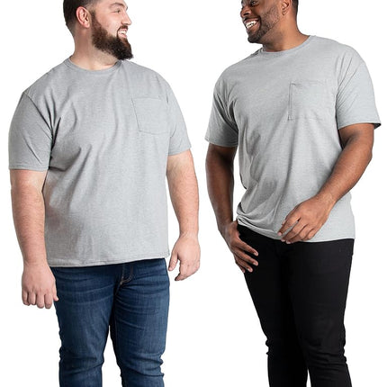 Fruit of the Loom Men's Tall Size Eversoft Cotton Short Sleeve T-Shirts (Regular, Big & Tall-Pocket-Grey Heather, Large