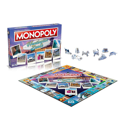 Monopoly Board Game - Huntington Beach Edition: 2-6 Players Family Board Games for Kids and Adults, Board Games for Kids 8 and up, for Kids and Adults, Ideal for Game Night