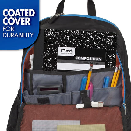 Mead Composition Notebooks, 12 Pack, College Ruled Paper, 9-3/4" x 7-1/2", 100 Sheets per Comp Book, Black Marble (72938)