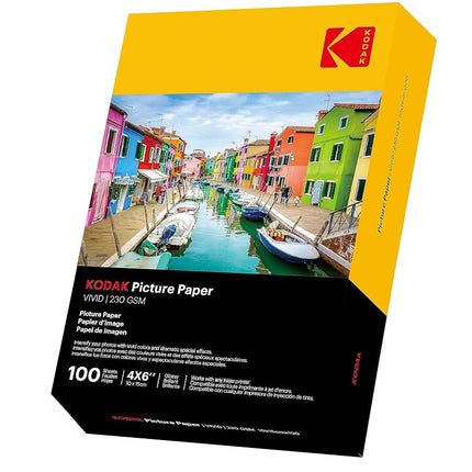 KODAK Picture Paper Vivid 4"x6", 100 count, 66lb-230g/m2 weight, 11.9 mil thickness, Vivid color picture paper- THIS PRODUCT IS NOT COMPATIBLE WITH THE KODAK DOCK PRINTER"