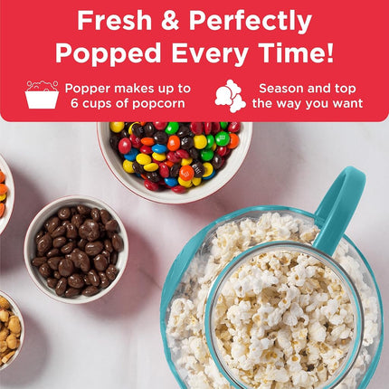 Ecolution Patented Micro-Pop Microwave Popcorn Popper, Temperature Safe Borosilicate Glass, Teal