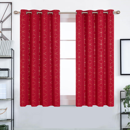 Deconovo Navy Blue Room Darkening Thermal Insulated Blackout Curtains, Gold Diamond Foil Print Noise Reducing Window Grommet Drapes for Kids Room, 52W x 95L Inch, 2 Panels