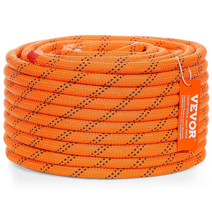 VEVOR Double Braided Polyester Rope, 1/2 Inch x 120 Feet 48 Strands 3600 kg Breaking Strength Outdoor Climbing Rope Tree Care Rope for Rock Hiking, Camping, Swing, Rappelling, Rescue